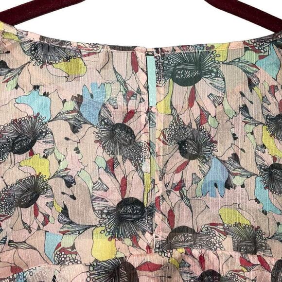 ELOQUII Layered Ruffle Crepe Pink Floral Print Short Sleeved Shift Dress Sz. 20 - Picture 15 of 16